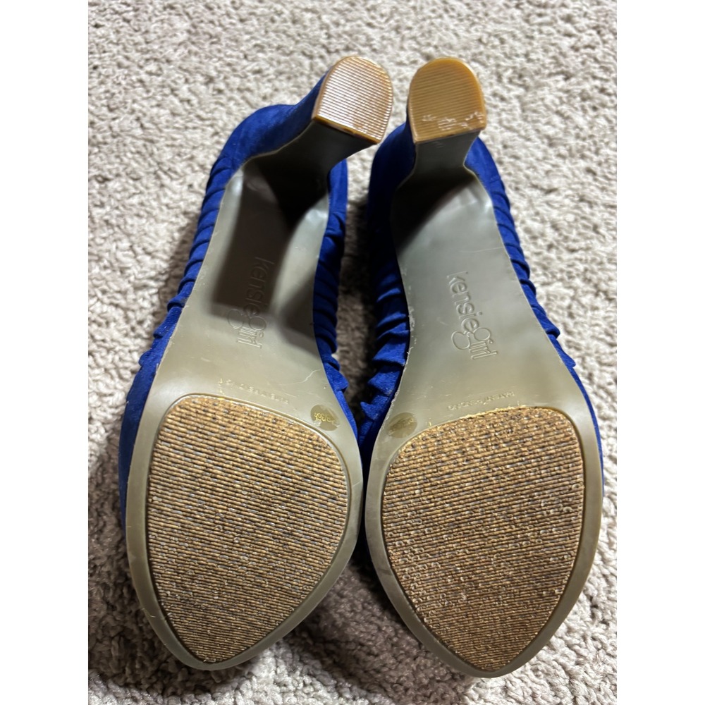 Kensie Girl KG-Pelle Royal Blue Velvet Pleated Platform Pumps Heels Size 6.5M - Picture 4 of 7